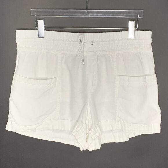 Athleta 14 Womens White Cabo Linen 4" Short Drawstring Pull On Breathable - Picture 2 of 11